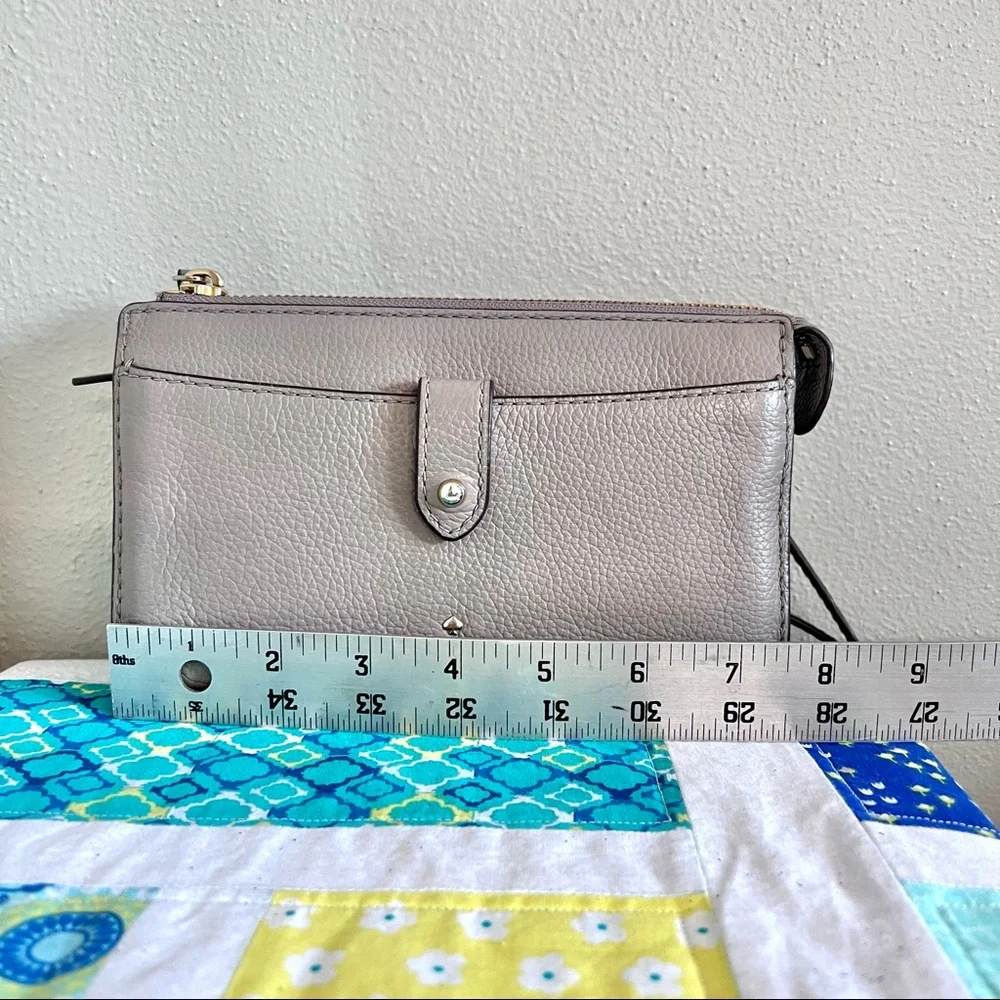 Kate Spade Jackson Small Tab Crossbody, taupe/gray - Picture 8 of 11